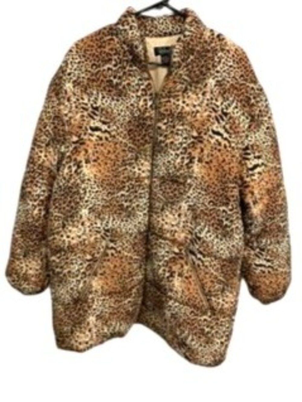 Rafaella Small Leopard Print 100% Silk Puffer Bomber Jacket Mobwife Vintage 90s